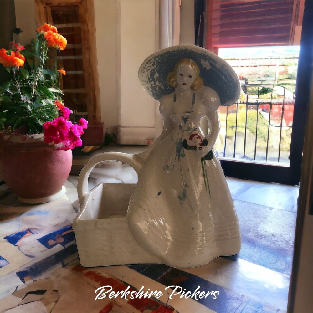 Brush USA McCoy Pottery Lady with Basket Planter